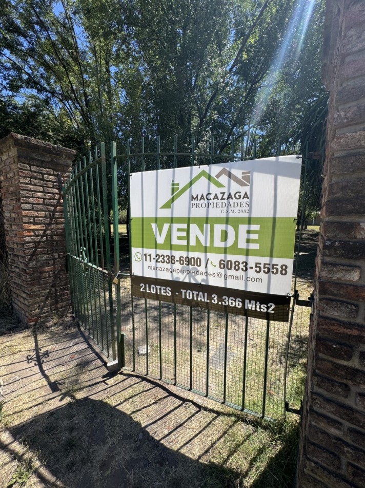 IMPORTANTE PREDIO DE 2 LOTES DE 3.366 MTS TOTALES EN ZONA COMERCIAL Y RESIDENCIAL
